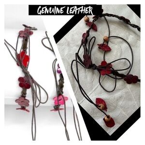 Genuine Leather Handmade Handcrafted Mini Floral Boho Headband